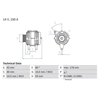 Bosch Lichtmaschine 150A Citroen Fiat Lancia Peugeot 0986041930