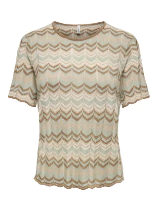 ONLY - ONLASTER SS GLITTER O-NECK TEE KNT Foxtrot - Gr. - XS