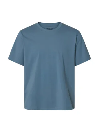 SELECTED MEN - SLHASPEN SS O-NECK TEE NOOS blue mirage - Gr. - XL