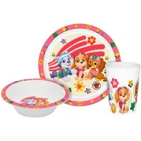 Geda Labels GmbH Kindergeschirr-Set Paw Patrol Girls (3-tlg), PP, Rosa, 21,5x21,5x8,5, spülmaschinengeeignet