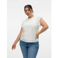 Vero Moda Curve Spitzenshirt VMCTASSA SL FRILL TOP NOOS CUR Materialmix, loose fit