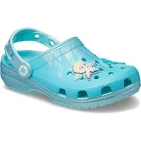 Crocs Disney Frozen Elsa Classic Clog Clog Hausschuh, Sommerschuh, Strandschuh mit Glitzer