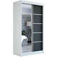 A&J MöbelLand GmbH Schiebetürenschrank GAPI mit Spiegel (TOP ANGEBOT! Geräumiger Schrank mit viel Stauraum:6 Regalen und 1 Kleiderstange – -ideal zur Aufbewahrung von Kleidung und Accessoires. TOP PRODUKT! Farbe und Größe (120 cm, 160 cm, 180 cm) zur