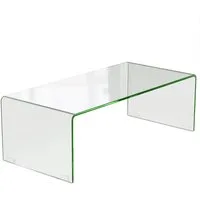 COSTWAY Couchtisch, aus gehärtetem Glas, Glastisch U-förmig, 108x50x35cm