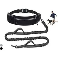 Ledander Joggingleine Joggingleine Hunde mit Bauchgurt, Reflektierende Laufleine Bauchgurt, Freihändige Joggingleine mit Gürteltasche für große und mittlere Hunde