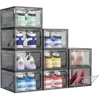 POPOLIC Schuhkiste Schuhbox Schuh-Organizer, Stapelbare Schuhaufbewahrungsbox (Organizer für Sneaker, Stiefel & Schuhe, 9 St., Platzsparendes Schuhregal), Transparente stapelbare Kunststoffbox