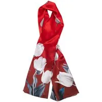 MayTree Seidenschal Tulpen rot, 55 x 175 cm, leichter Damen-Schal, alljährig, (Stück), Seidentuch 100% Seide