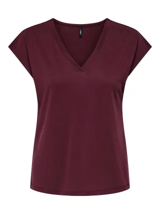 ONLY - ONLFREE S/S MOD.V-NECK TOP JRS NOOS Tawny Port - Gr. - L