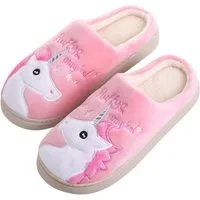 Katara Tier Pantoffeln Gr. 34-41 (Einhorn, Katze, Hase) Plüsch Hausschuhe Hausschuhe, weich, warm, süß, kuschelig, Plüsch Einhorn (Pink)