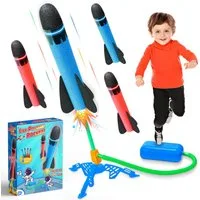 Wootoy Spielzeug-Gartenset Spielzeug-Flugrakete Kinder Schaumstoff Raketenwerfer Launcher, (Outdoor STEM Spielzeug ab 3 Jahren, 4-tlg., mit 3 Standfüßen Luftschlauch Verbinder und Luftbalg), für abwechslungsreiche Outdoor-Abenteuer und Gruppenspiele
