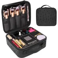 OSTWOLKE Kosmetik-Koffer Kosmetiktasche Schminktasche Portable Reise Make Up Tasche Organizer, Wasserdicht Schminkkoffer mit Einstellbaren Teiler, Bürstenschlitze