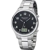 Regent Funkuhr Regent Herren Uhr BA-445 Metall Funkwerk, (Funkuhr), Herren Funkuhr rund, groß (ca. 40mm), Metallarmband