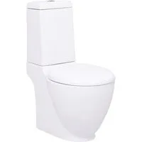 DOTMALL Dusch-WC WC Keramik-Toilette Badezimmer Rund Senkrechter Abgang Weiß