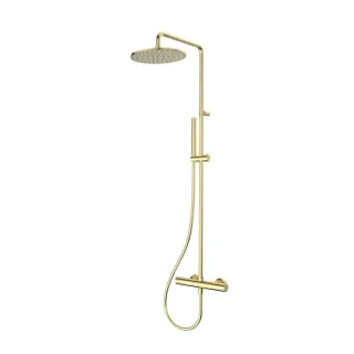 Herzbach LIVING SPA Duschsäule RB 250mm rund Stabhandbrause PVD Gold, 30.988250.1.03 30.988250.1.03