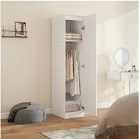 HOMCOM Kleiderschrank mit Kleiderstange, Regal, Soft-Close-Tür (Garderobenschrank, 1-St., Mehrzweckschrank) für Schlafzimmer 40 x 52 x 180 cm Weiß