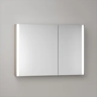 KEUCO Royal Atlas LED Spiegelschrank 100 x 71 x 12,7 cm mit 2 Türen, asymmetrisch, Spiegelheizung, A 211201450039