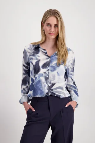 monari - Hemdbluse mit Blumenmuster moonlight blue gemustert - Gr. - 38