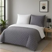Buymax Bettwäsche Bettbezug Set Sillage 100% Baumwolle, Renforce: 100% Baumwolle, 3 teilig, mit Reißverschluss, modern gestreift, Grau Weiß, 200x220 cm