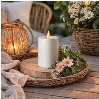 MARELIDA LED-Kerze LED Outdoorkerze 7,5x12,5cm weiß für Innen Außen mit Timer, LED Classic, warmweiß (2100K bis 3000K)