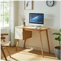 en.casa Schreibtisch, »Tysvær« mit Schrankteil 75 x 105 x 48 cm Bambus/Cremeweiß