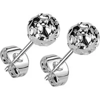 BUNGSA Ohrring-Set Ohrstecker Kugel gehämmert Silber/6mm aus Edelstahl Unisex (1 Paar (2 Stück), 2-tlg), Ohrschmuck Ohrringe