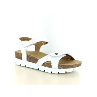 Panama Jack Damen-Wedge-Weißleder-Leder-Plateausandalen – Sulia B1