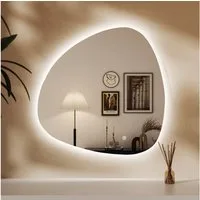 WDWRITTI Dekospiegel Wandspiegel mit Beleuchtung LED Schminkspiegel Kosmetikspiegel groß (Flurspiegel Modern Rahmenlos, 80x80cm), Kalt/Neutral/Warmweiß, Dimmbar, Speicherfunktion