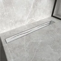 duschspa Duschrinne 50-100cm Edelstahl Lange Wellen Abdeckung, Versteckte Ablaufrinne, mit Geruchsstop und Haarsieb, Silber, Rostfreiem Stahl Duschablauf Bodenablauf