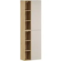 Lomadox Hochschrank DURANGO-56 50 cm breit in Eiche und kaschmir, 6 offene Fächer, 2 Türen