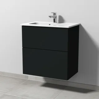 Sanipa 3way Waschtischunterbau zu Duravit ME by Starck Waschtisch mit 2 Auszügen, Vulkan-Matt SP7221V