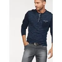 Arizona Longsleeve Langarm, melierte Optik, Rundhalsausschnitt mit Knopfleiste