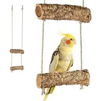 Kork-Deko.de Vogelspielplatz Mobile aus zwei Korkästen - Zum Sitzen, Spielen, Anknabbern