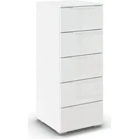 rauch Schubkastenkommode Highboard Sideboard Kommode MONTCLAR Frontauswahl Dekor/Hochglanz/Glas (in 2 Breiten: 40 oder 80 cm / Höhe 100 cm, inkl. Soft-Close-Funktion), mit 5 geräumigen Schubladen, viele Griffvarianten MADE IN GERMANY