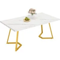 Tribesigns Esstisch 140 cm Esstisch mit Metallbeinen, kleiner Esszimmer-Küchentisch (1 x Esstisch 1 x Zubehörpaket 1 x Anleitung), künstlicher Marmor für 4-6 Personen