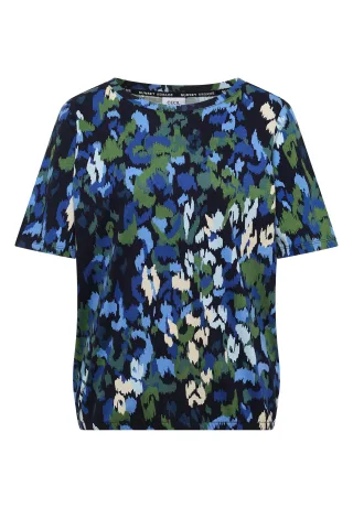 CECIL - T-Shirt mit Boat Neck und Print urban dark blue - Gr. - M