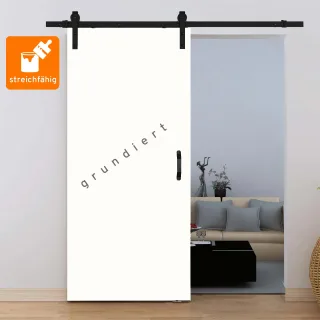 Holzschiebetür 900x2065mm streichfähig Komplettset Bügelgriff offenes System schwarz