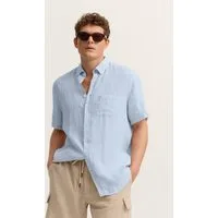 bugatti Kurzarmhemd Modern Fit aus Leinen mit Button-Down-Kragen