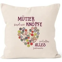 MoonWorks Dekokissen Kissen-Bezug Mütter sind wie Knöpfe sie halten alles zusammen Muttertag Geschenk Kissen-Hülle Deko-Kissen Baumwolle MoonWorks®