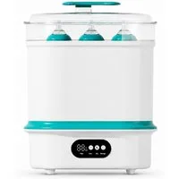 Tekoo Dampfsterilisator Vaporisator mit Trocknungsfunktion 4-in-1 für 6 Babyflaschen, 4-teiliges Set, 4-in-1 Funktion: Sterilisieren, Trocknen, Erwärmen & Aufbewahren