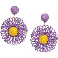 Ella Jonte Paar Ohrhänger, Boho-Ohrringe aus Bast – Handgefertigte Blumen-Ohrstecker