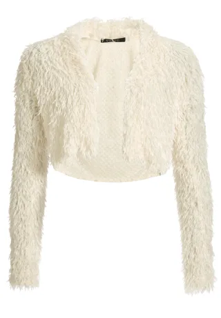 SWING - Jersey Bolero mit fedriger Optik ivory - Gr. - M