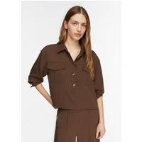 comma Langarmbluse Bluse Verkürzte Bluse mit Brusttaschen