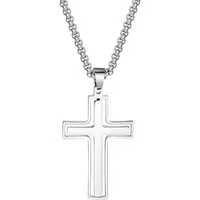 KARMA Kreuzkette Herrenkette Halskette mit Anhänger Edelstahl Kreuz Silber Schwarz (Kette mit Anhänger), Herrenschmuck Männerschmuck Geschenk für Ihn Kreukette