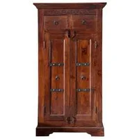 Massivmoebel24 Dreh-/Schwebetürenschrank OXFORD (Massivholz Akazie 72x38x132 nougat lackiert OXFORD #525) Massivholz Akazie 72x38x132 nougat lackiert OXFORD #525