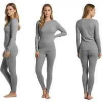 Rungassi Unterkleid GAUBERT Thermounterwäsche-Set Merinowolle für Damen 0152 Grau bis