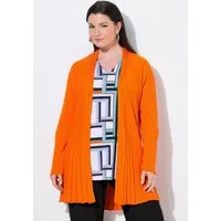 Ulla Popken Strickjacke Plissee-Strickjacke A-Linie Schalkragen Langarm
