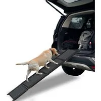 FIVMEN Hunderampe Klappbar Hundetreppe mit Rutschfester Teppichoberfläche, Tragbare hunderampen für Autos