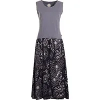 Vishes Maxikleid Damen Wadenlang Baumwolle Casual Bedruckt Verstellbares Kleid Alternative Mode, Boho, Hippie, Ethno, Festival