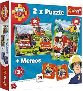 Trefl Puzzle 90791 - Feuerwehrmann Sam: Feuerwehrleute in Aktion [30+48 Teile]