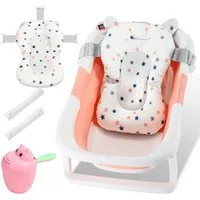 Clanmacy Babybadewanne Baby Badewanne Anti-Rutsch Faltbar Tragbare Tub mit Stöpsel 3 in 1